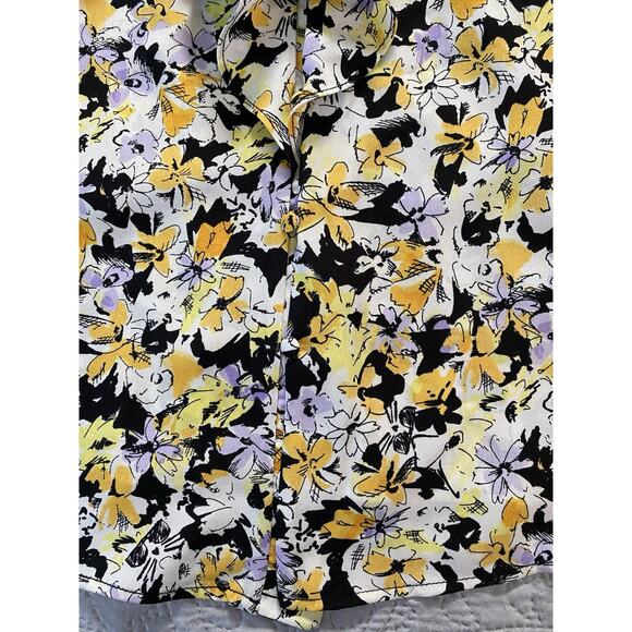 NWT Karl Lagerfeld Sz S Cvrd Btn Front V Ruffle Neck Front Sleeveless Blouse - Picture 7 of 12